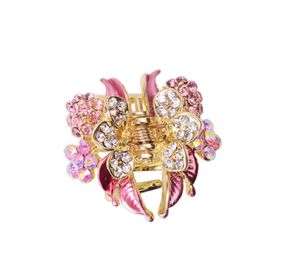2 Pcs Rhinestone Hair Claw Clips Small Jaw Clips Bling Hair Clamp, Flower-9