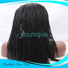 2-strand braids front lace wig (Option: Black-16inch)