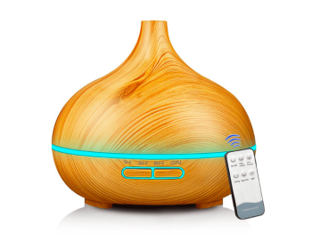 Ultrasonic Aroma Diffuser Humidifier Wood Grain (Option: Light remote control-UK)