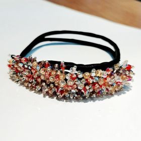 Korean flower bud head crystal hairpin headgear (Color: Red)