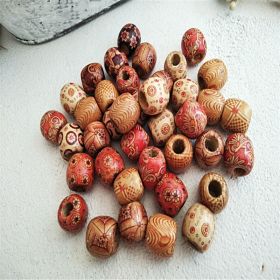 Vintage printed wooden beads (Option: Wood-17mm-Q30pcs)
