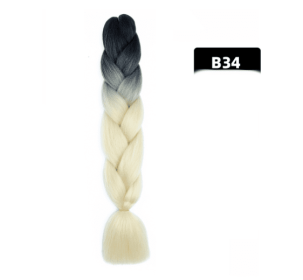 Color Big Braid African Chemical Fiber High Temperature Silk Wig Gradient (Option: B34)