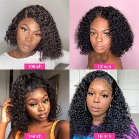 Middle Parted Long Bangs Black Curly Wig (Option: Black 12inches without glue)