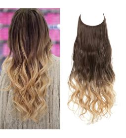 Wig Female Extension Chemical Fiber Long Curly Hair Matte High-temperature Fiber Fishing Thread Wig Set (Option: No.6T25-22inch)
