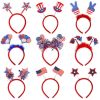 9Pcs Patriotic American Flag Sequined Bow, Stars ribbon Headbands, Uncle Sam Hat