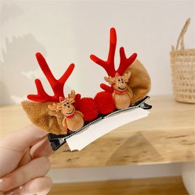 2pcs/Set Kawaii Christmas Elk Ear Hair Clip Women Girl Santa Snowman Hairpin Xmas Party Barrettes For Kids Cosplay Headwear (Color: I)