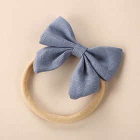 Baby Solid Color 3D Bow Handmade Elastic Headband (Color: Blue, Size/Age: Average Size (0-8Y))