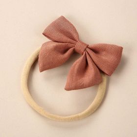 Baby Solid Color 3D Bow Handmade Elastic Headband (Color: Brown, Size/Age: Average Size (0-8Y))