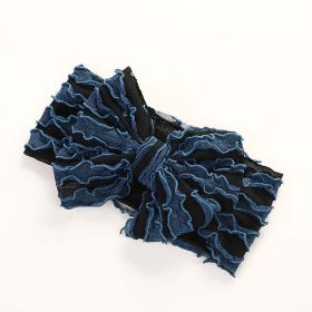 Baby Solid Color Elastic Handmade Big Bow Headband (Color: Navy Blue (Dark Blue), Size/Age: Average Size (0-12Y))