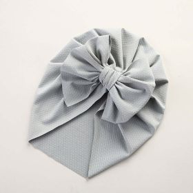 Baby Solid Color Ice Silk Fabric Big Bow Hats (Color: Grey, Size/Age: Average Size (0-12Y))