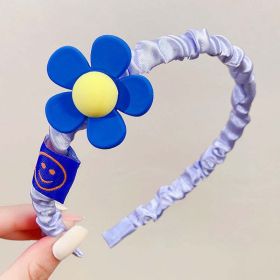 Girls Plastic Flower Decoration Fabric Headband (Color: Blue, Size/Age: Average Size (0-8Y))