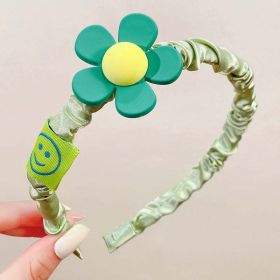 Girls Plastic Flower Decoration Fabric Headband (Color: Green, Size/Age: Average Size (0-8Y))