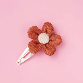 Girls Woolen Sunflower One Word Hair Clips Accessory (Color: Red, Size/Age: Average Size (0-8Y))