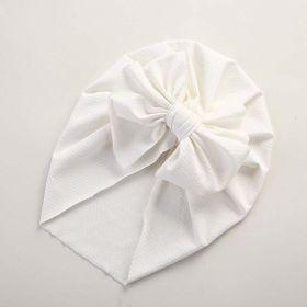 Baby Solid Color Ice Silk Fabric Big Bow Hats (Color: White, Size/Age: Average Size (0-12Y))