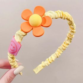 Girls Plastic Flower Decoration Fabric Headband (Color: Yellow, Size/Age: Average Size (0-8Y))
