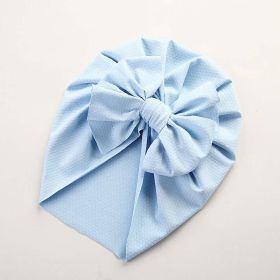 Baby Solid Color Ice Silk Fabric Big Bow Hats (Color: Blue, Size/Age: Average Size (0-12Y))