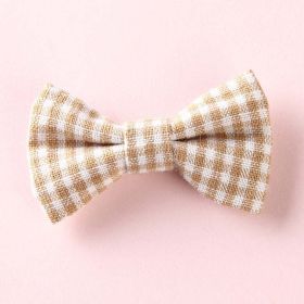Girls Plaid Pattern Bow Tie Hair Fabric Clips Handmade Accessory (Color: Yellow, Size/Age: Average Size (0-8Y)