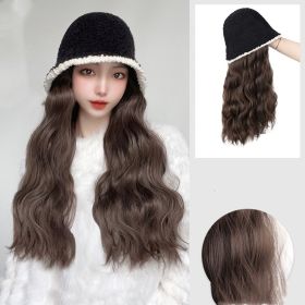 Ripple Fashionable Net Red Long Curly Hair Fisherman Hat (Option: Cool brown)