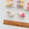 Sweet Girls Candy Color Heart Patched Design Plush Hairpin