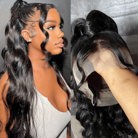 Long Hair Wavy Lace Wig (Option: Black-20inch)